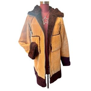 Vintage 70s hooded faux shearling coat